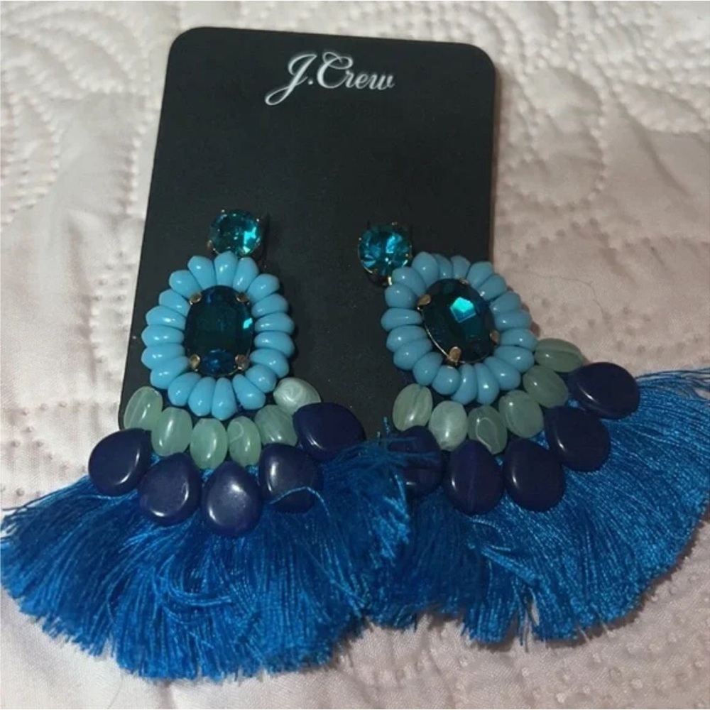 J Crew blue green statement earrings